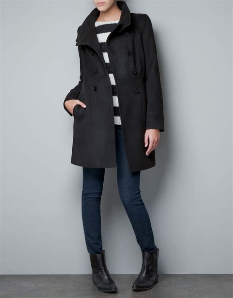 zara wool coat black